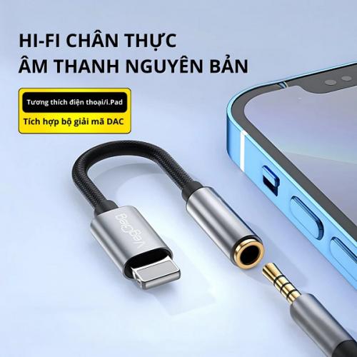 Cáp chuyển Lightning sang 3.5mm VEGGIEG phù hợp cho 6 7 8 X XR 12 13 14